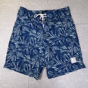 American‎ Eagle Mens Blue Palm Print Board Shorts Swim Trunks Lace Up Size 34